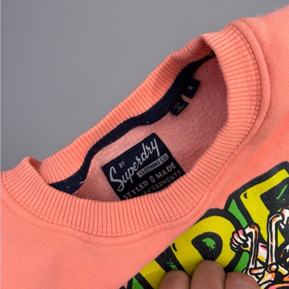 Superdry Moto Motorcyle Retro Graphic Sweatshirt Orange Crewneck Size Small - Picture 5 of 7